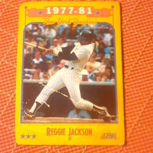 3 REGGIE JACKSON vintage baseball cards & 1 Billy Hatcher vintage baseball card